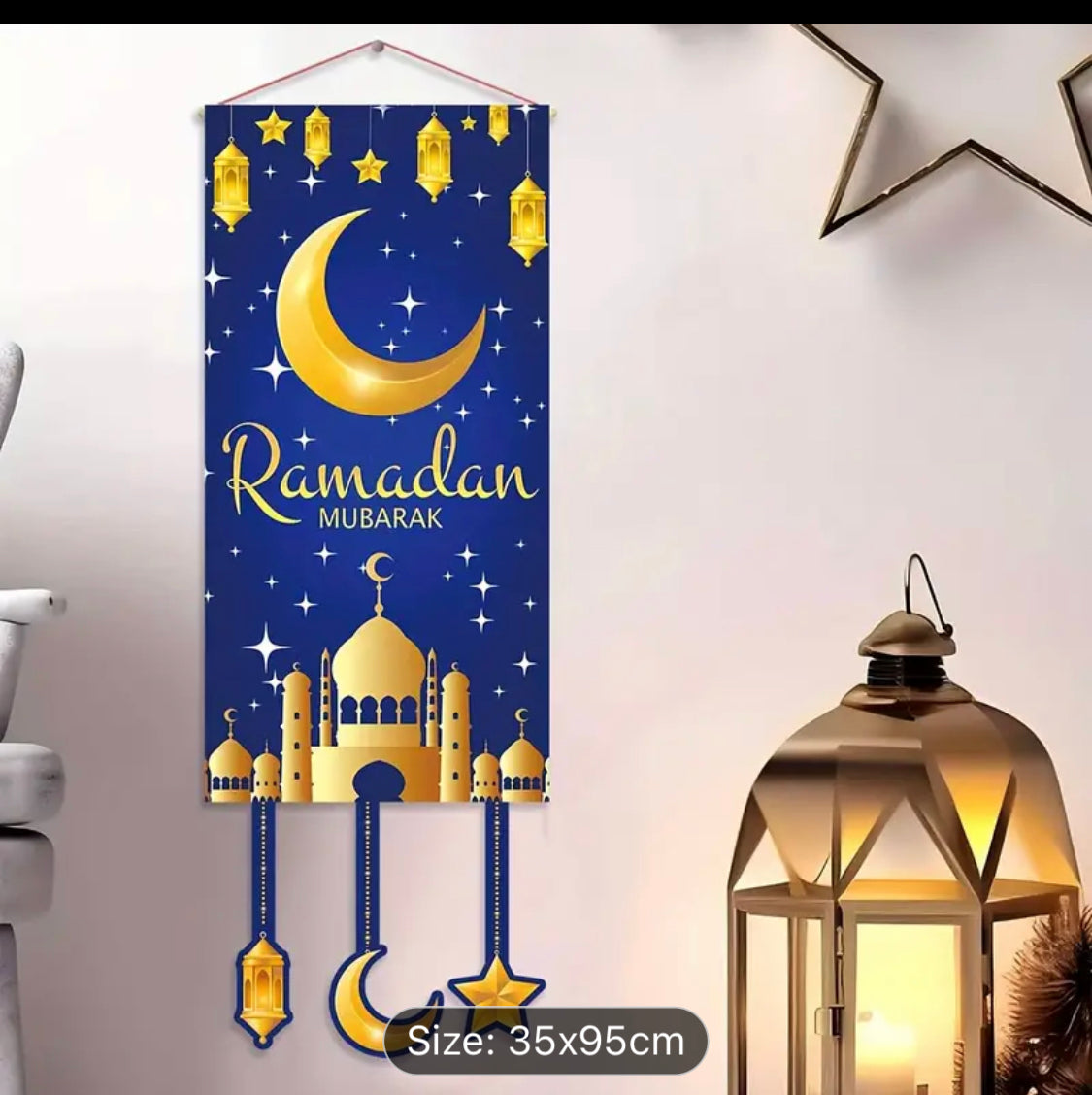 1pc Eid Mubarak Decoration Hanging Flag Ramadan Home Door Islamic Muslim Party Decor Ramadan Kareem Banner Eid Gift