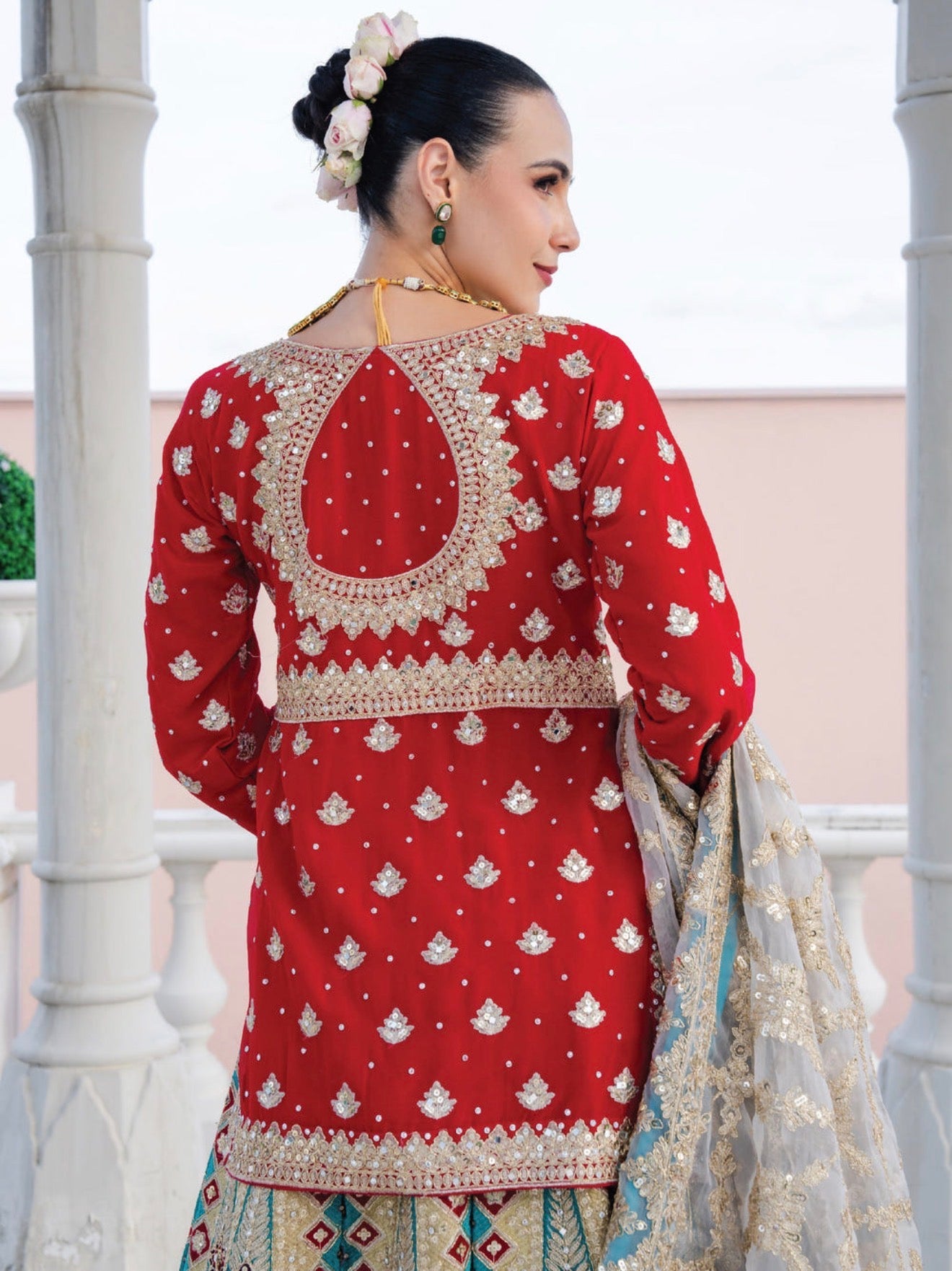 Beautiful designer Pakistani style long top lengha suit
