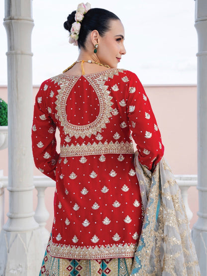 Beautiful designer Pakistani style long top lengha suit