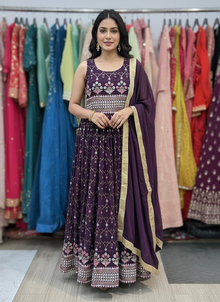 Beautiful designer gown style anarkali suit