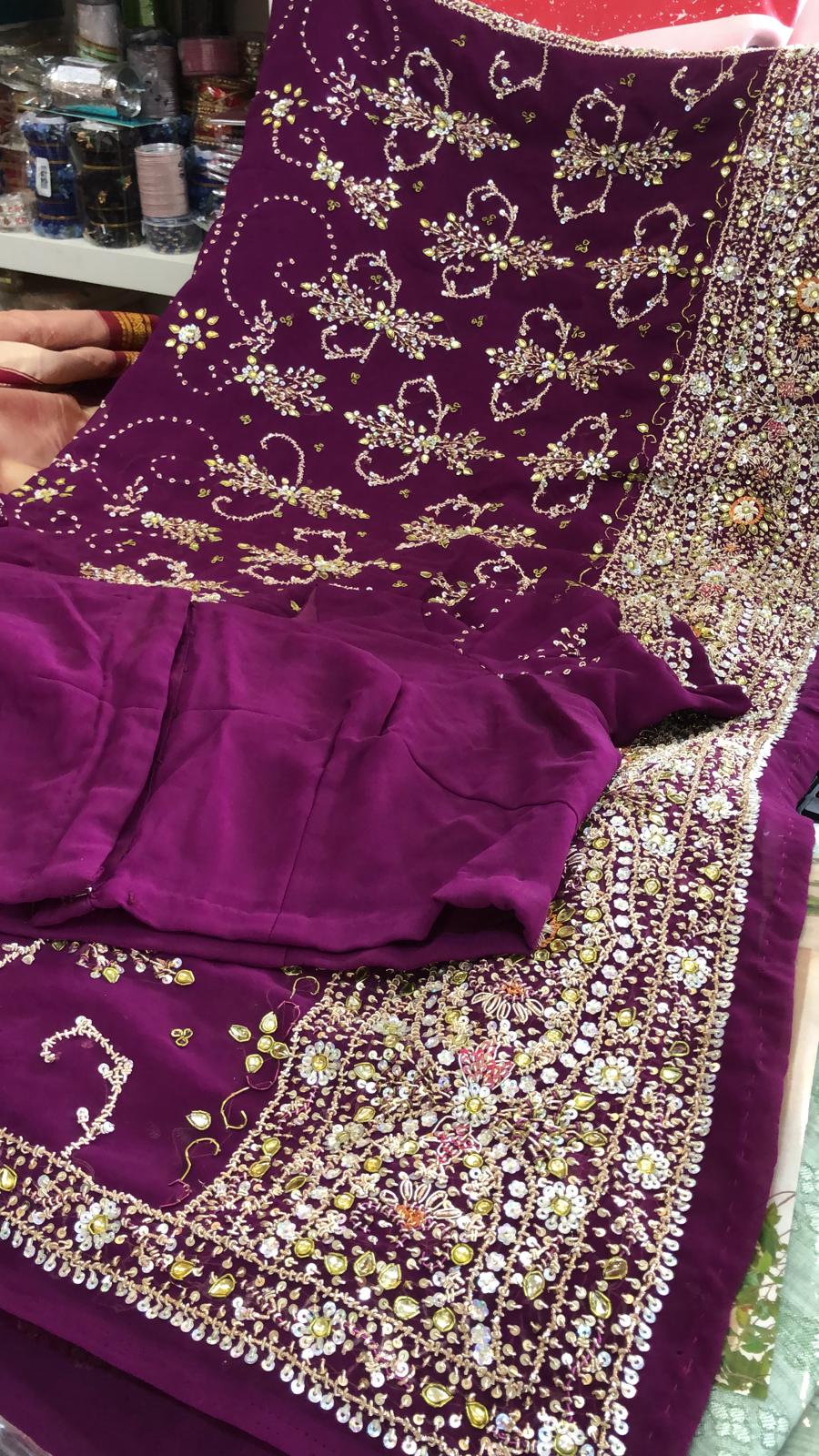 Beautiful designer embroidery saree with readymade blouse