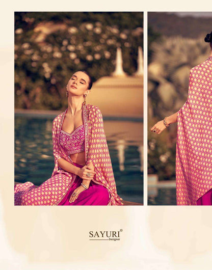 Beautiful designer indowestern top with skirt & shrug