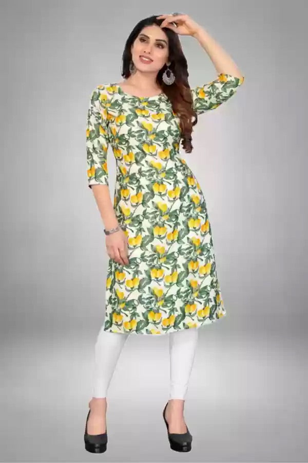 Beautiful Floral Printed Straight Kurti