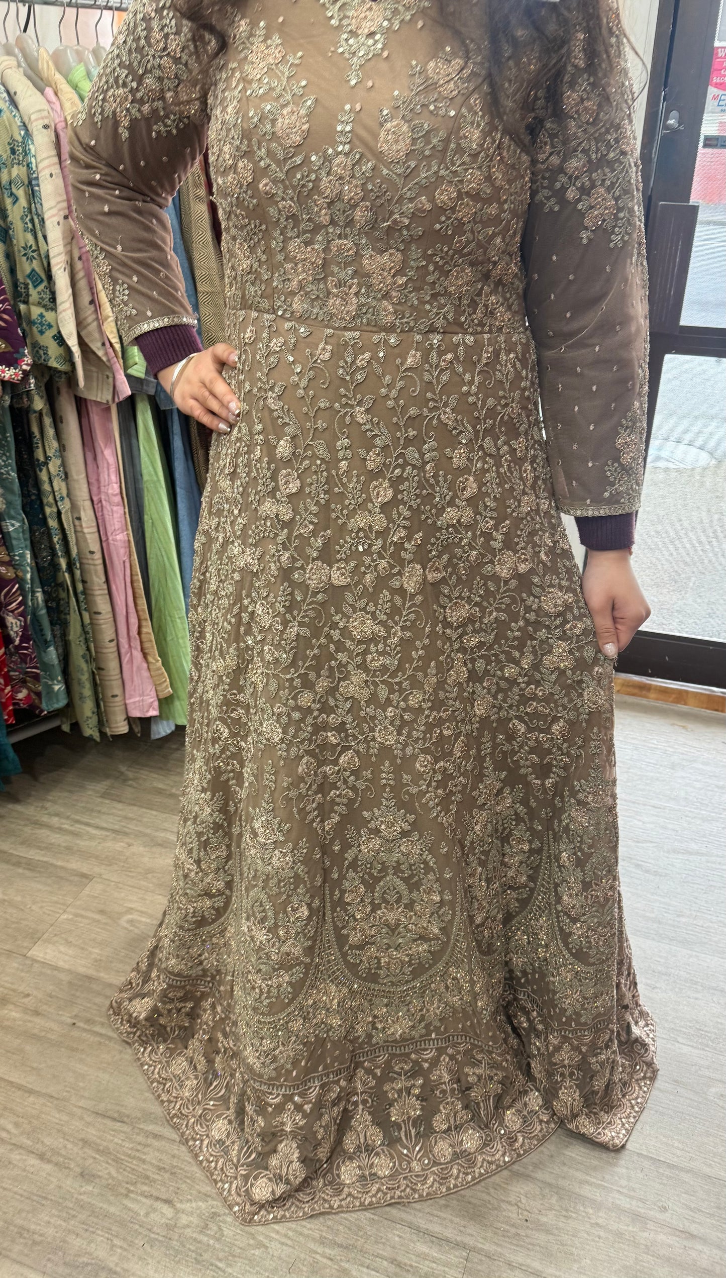 Beautiful designer fully embroidery gown