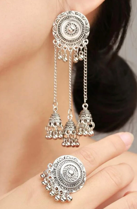 Beautiful designer earrings with ring combo