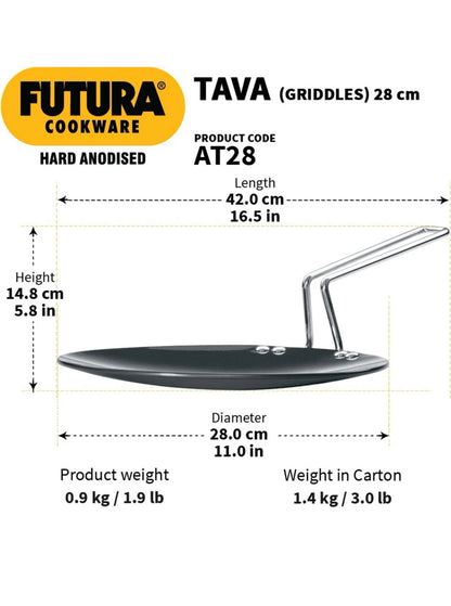 Hawkins Futura AT 28 Tava With Griddle Handle