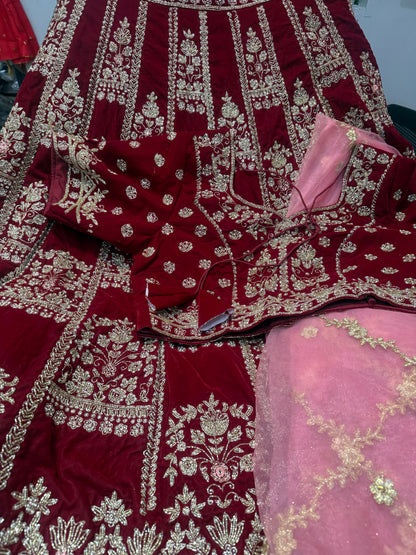Beautiful designer bridal velvet readymade lengha