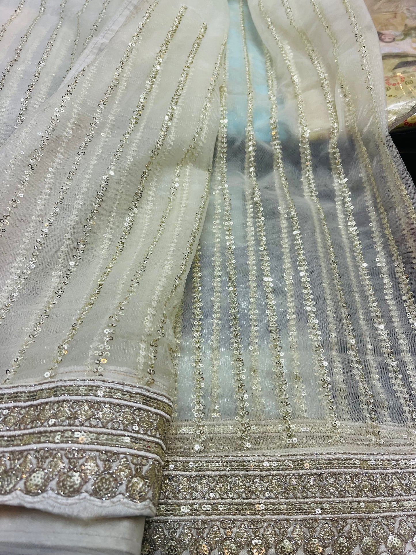 Beautiful designer sequins work net saree