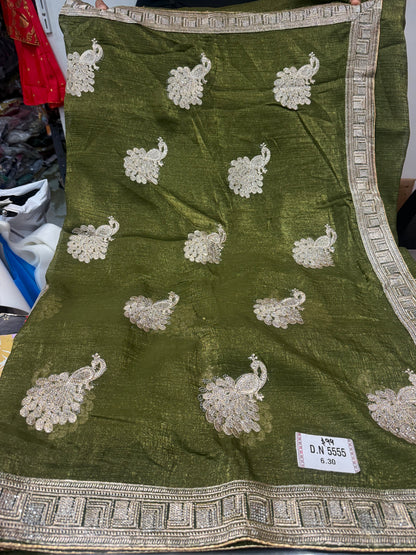 Beautiful designer hand embroidery jimmy choo  saree