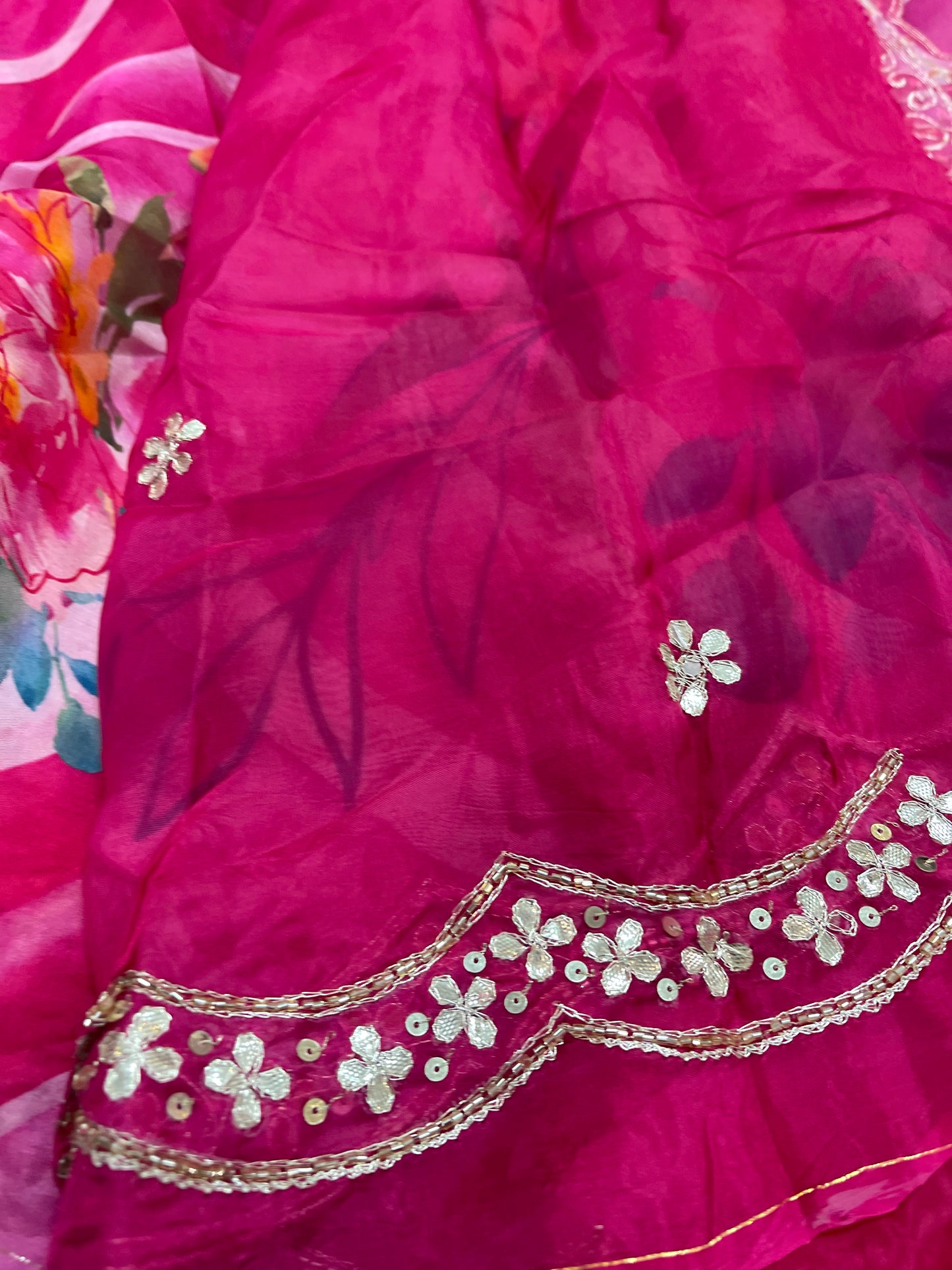 Beautiful designer floral hand work saree