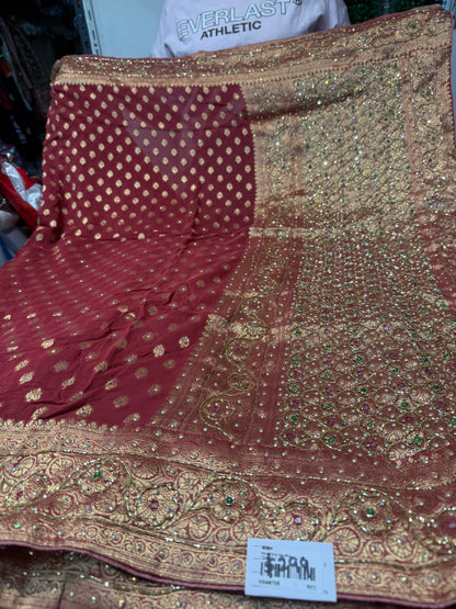 Beautiful designer pure geogrette fully Embroidery saree