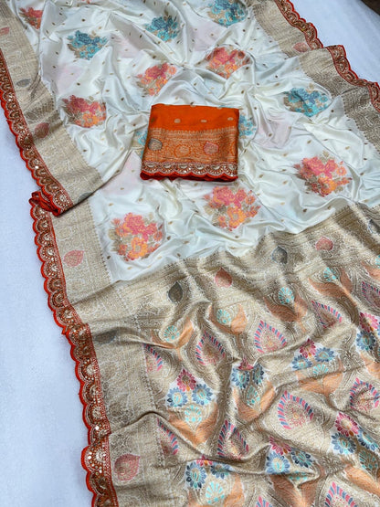 BEAUTIFUL DESIGNER DOLA SILK SAREE