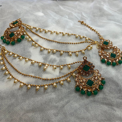 Beautiful designer  bahubali earing tikkah set