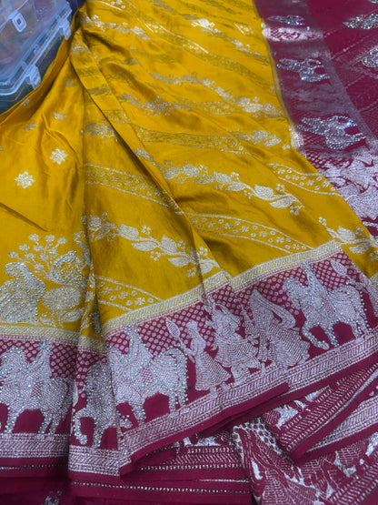 Beautiful designer silk saree with matching silk dupatta