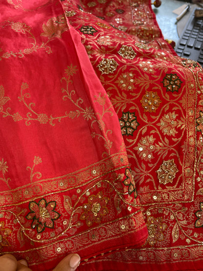 Beautiful designer fully embroidery silk saree