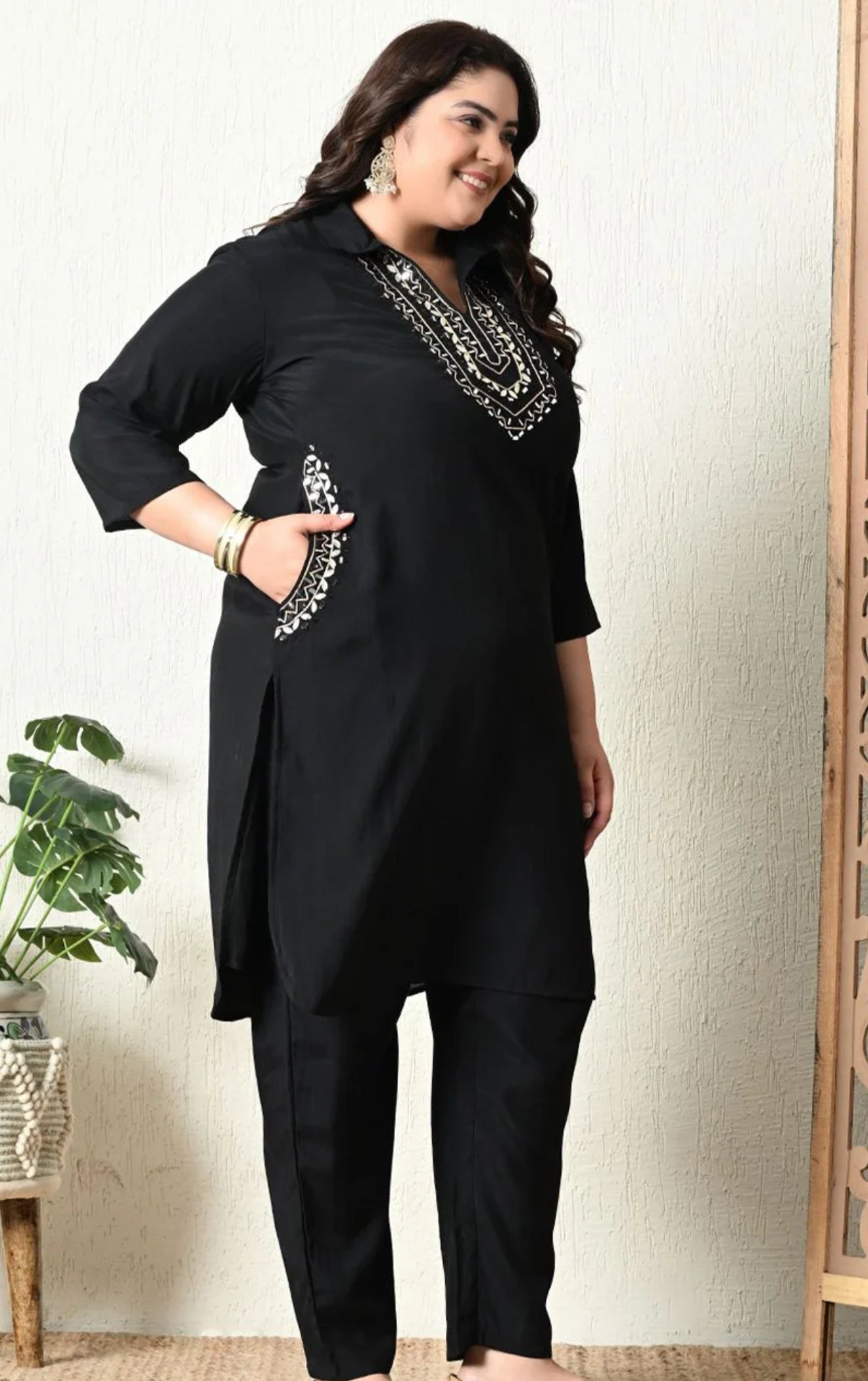 Beautiful designer Roman silk coord set kurta pants