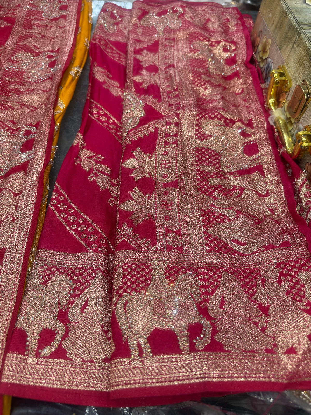 Beautiful designer silk saree with matching silk dupatta