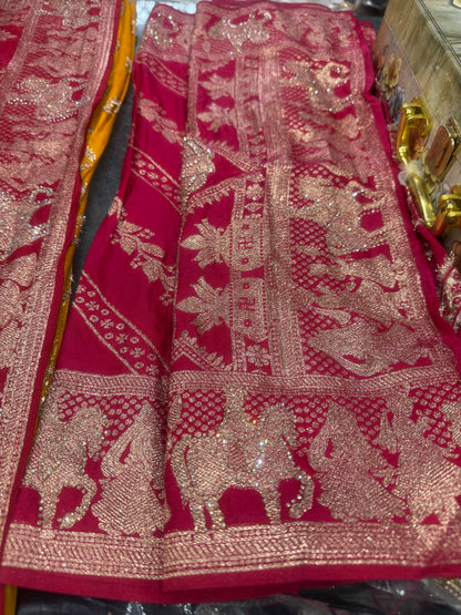 Beautiful designer silk saree with matching silk dupatta