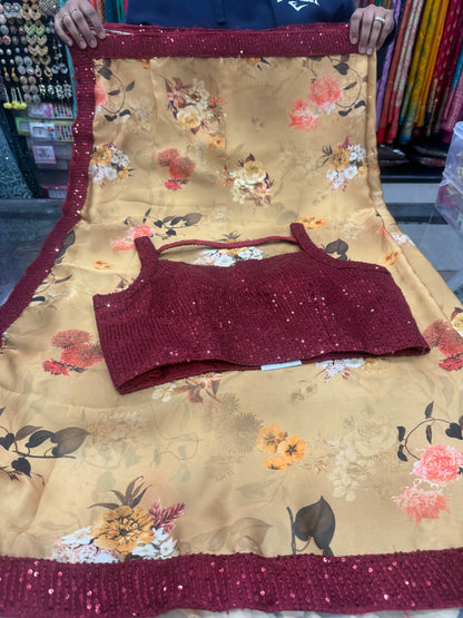 Beautiful designer floral saree with readymade blouse