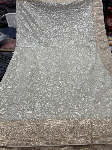 Beautiful designer fully embroidery saree