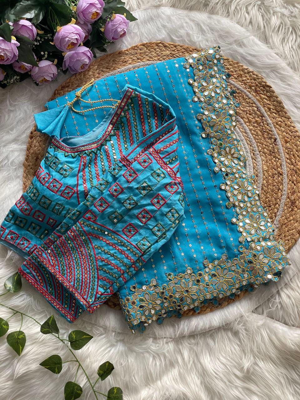 Beautiful designer saree with readymade blouse