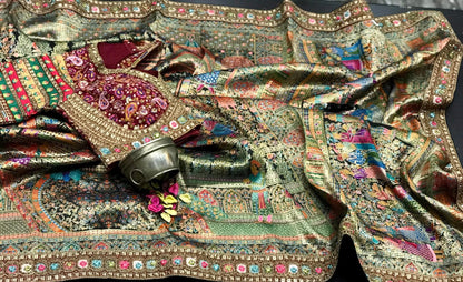 Beautiful designer Pure Kanni Silk Woven Sarees with Ready Blouse and Sabysachi Border