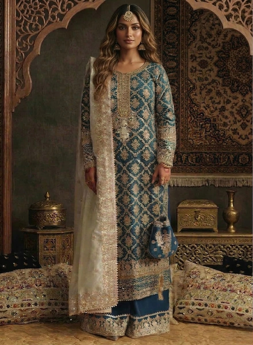 Beautiful designer Pakistani style plazo suit