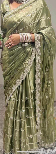 Beautiful designer hand embroidery saree