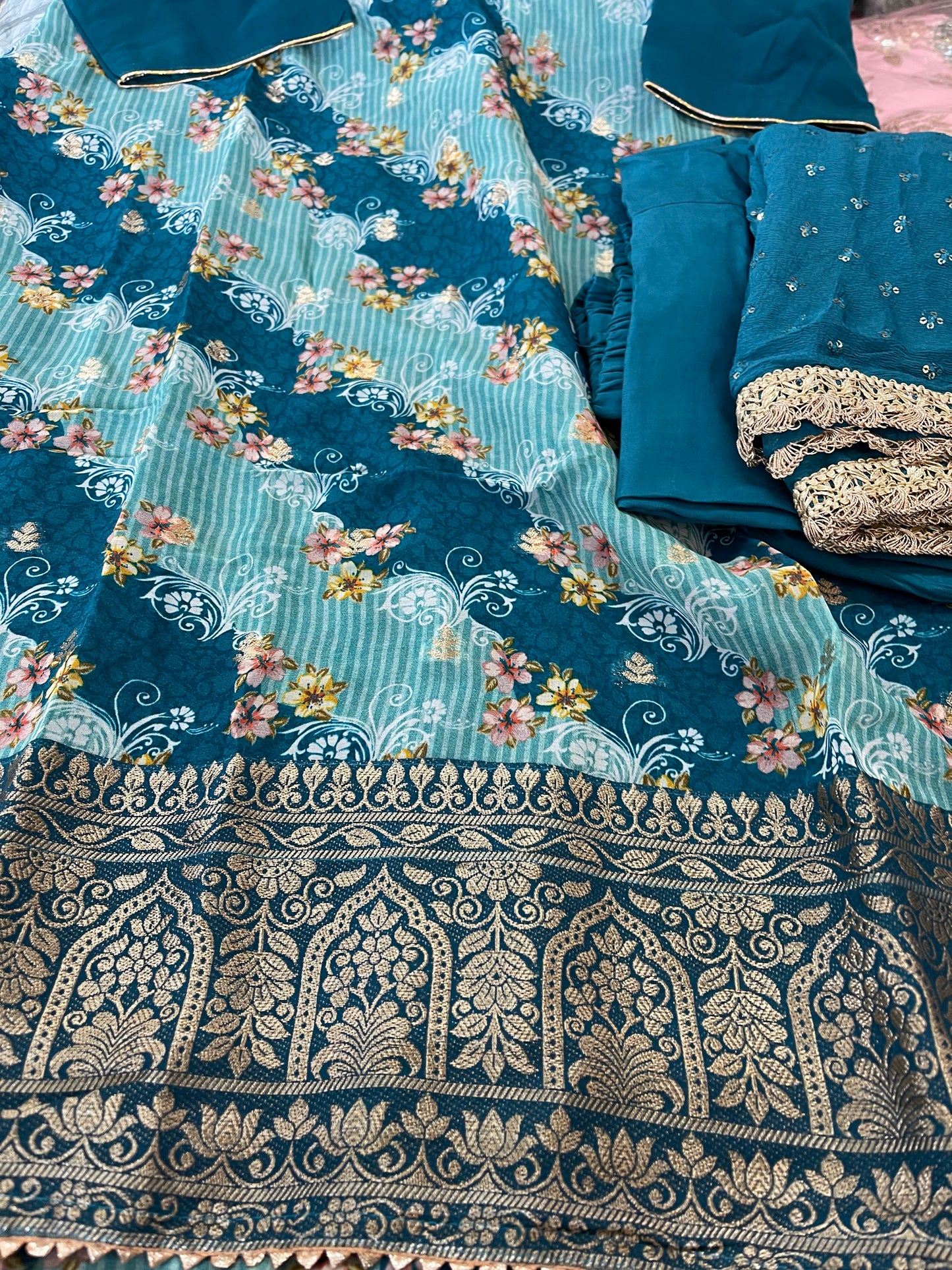 Beautiful designer Pakistani style plazo suit