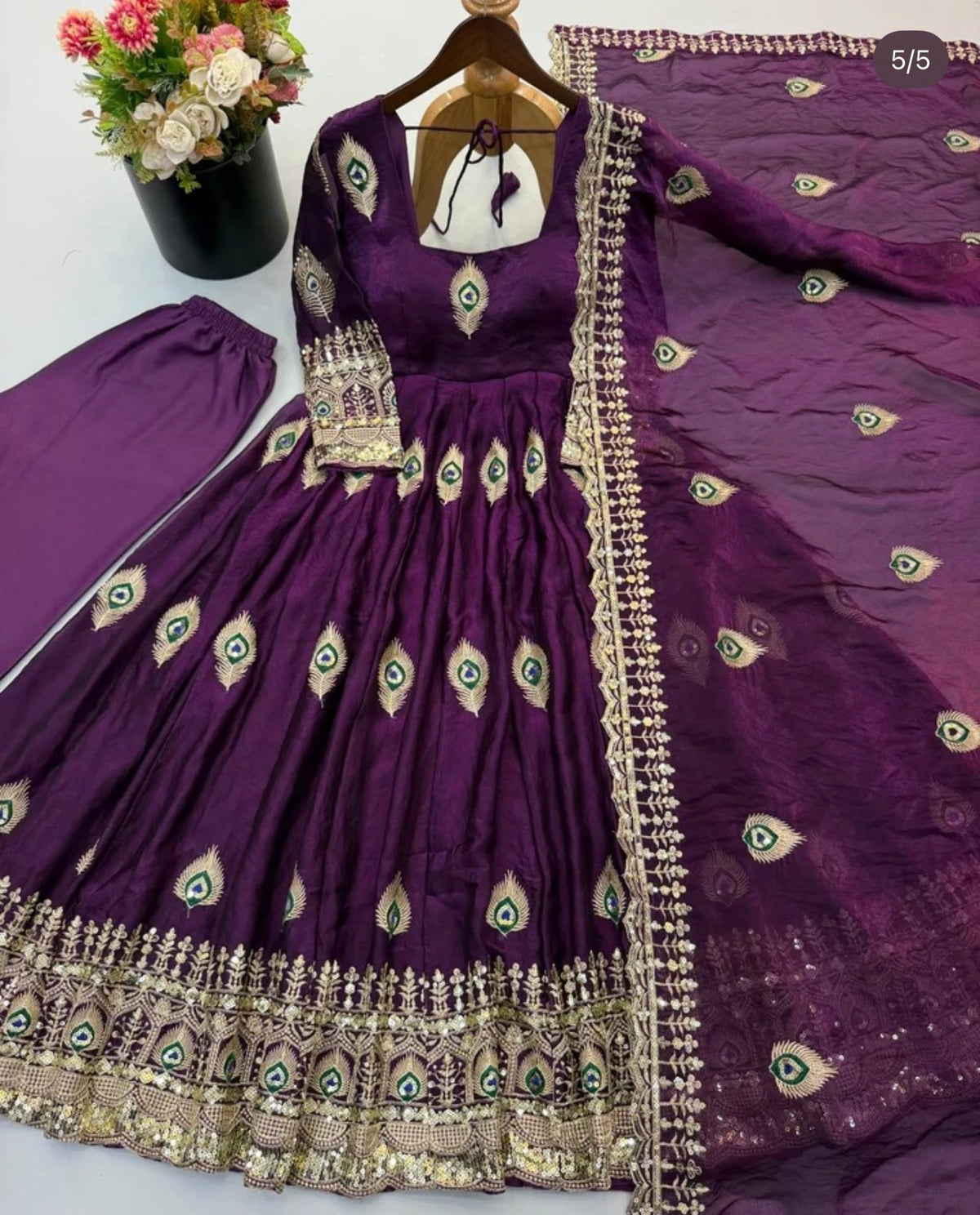 Beautiful designer TRENDING GOWN FENDY SILK WITH FULLY FLAIR