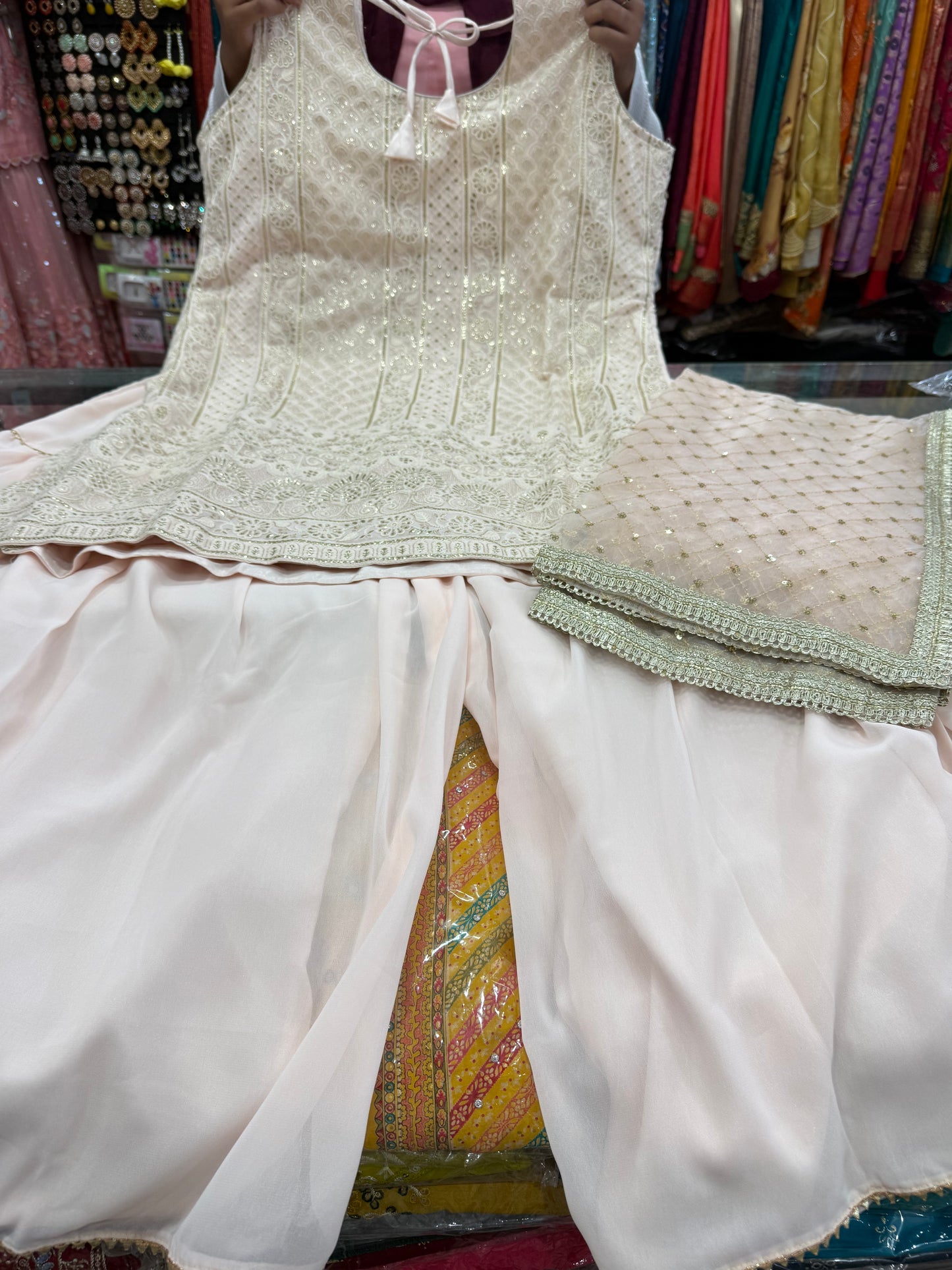 Beautiful designer lucknowi Embroidery sharara suit