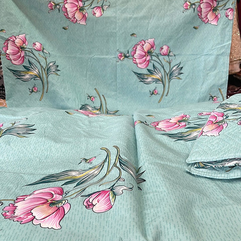 Beautiful designer glacé cotton bedsheet set