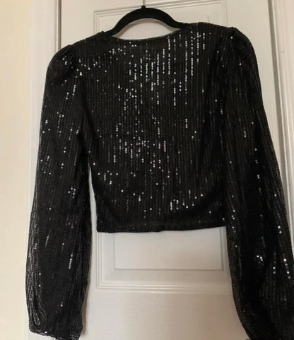 Beautiful designer long sleeves sequins blouse