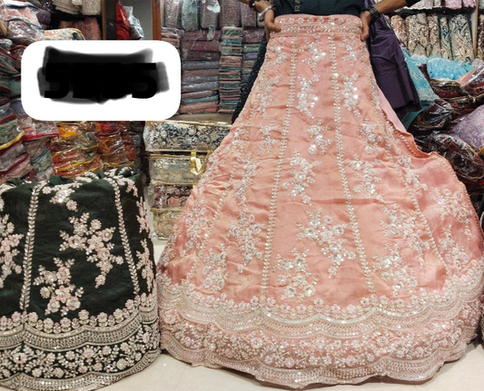 Beautiful designer semi stitched fully embroidery lengha