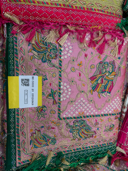 Beautiful designer Radha Krishna silk saree