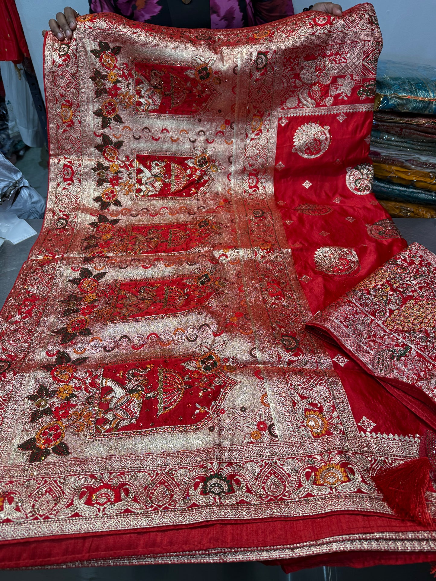 Beautiful designer pure silk saree with matching dupatta