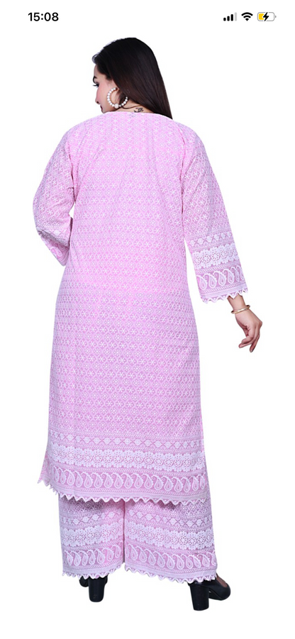 Beautiful designer lucknowi embroidery kurti plazo