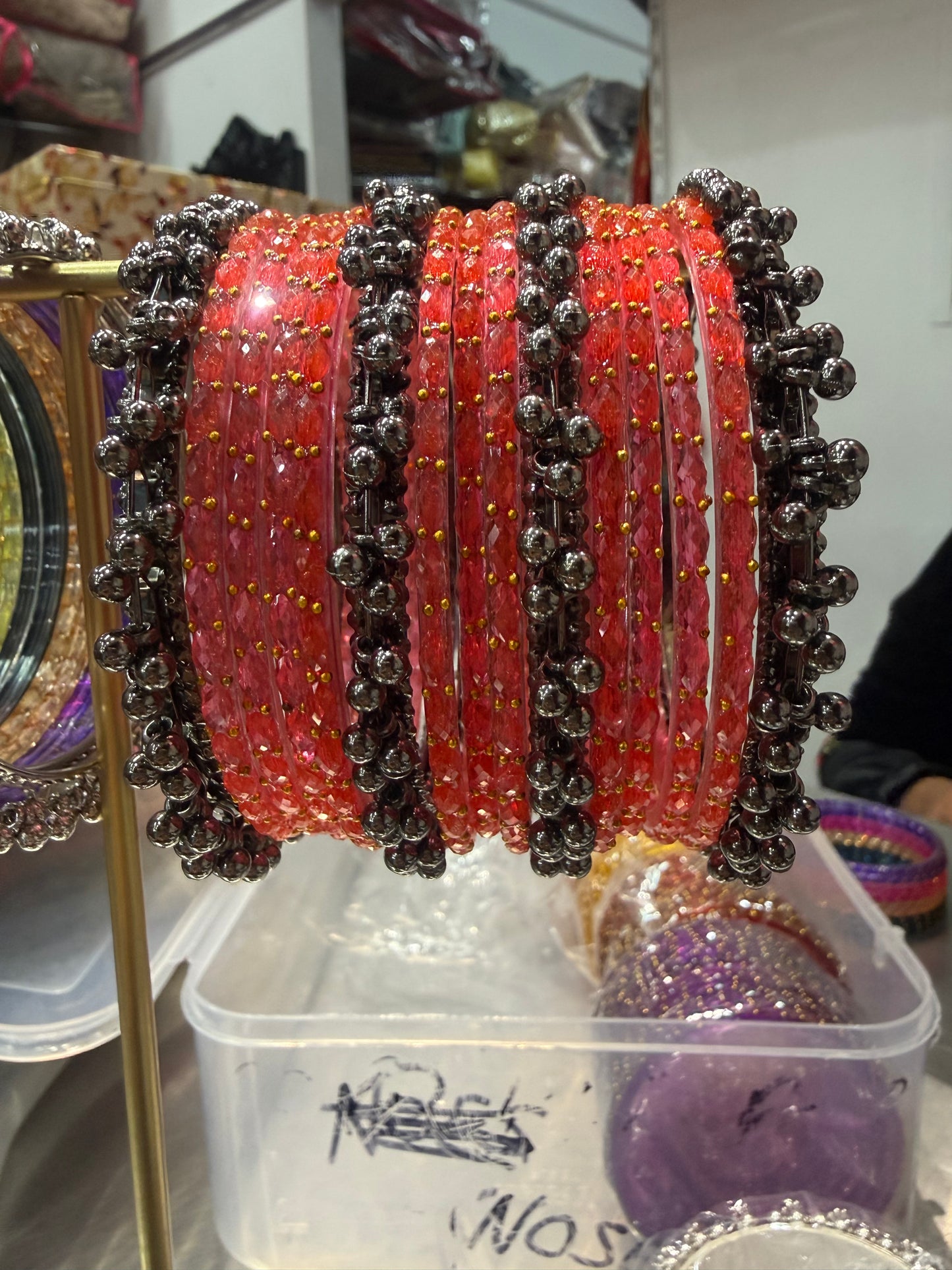 Beautiful designer multicolor raindrop bangles with Kashmiri bangles