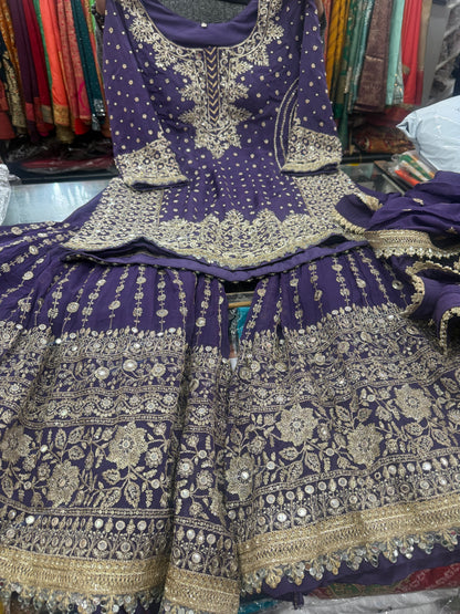 Beautiful designer fully hand Embroidery sharara suit