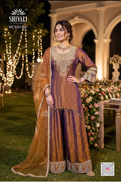 Jimmy Choo Silk plazo Suit With Rose Gold Trim