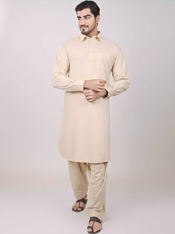 Beautiful designer Cotton Blend Pathani Kurta Pyjama Suit