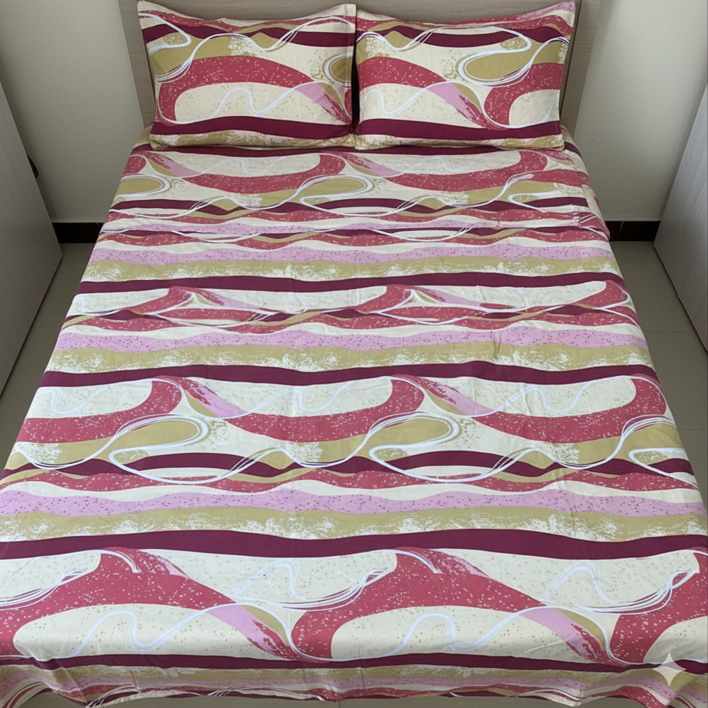 Beautiful designer glacé cotton bedsheet set