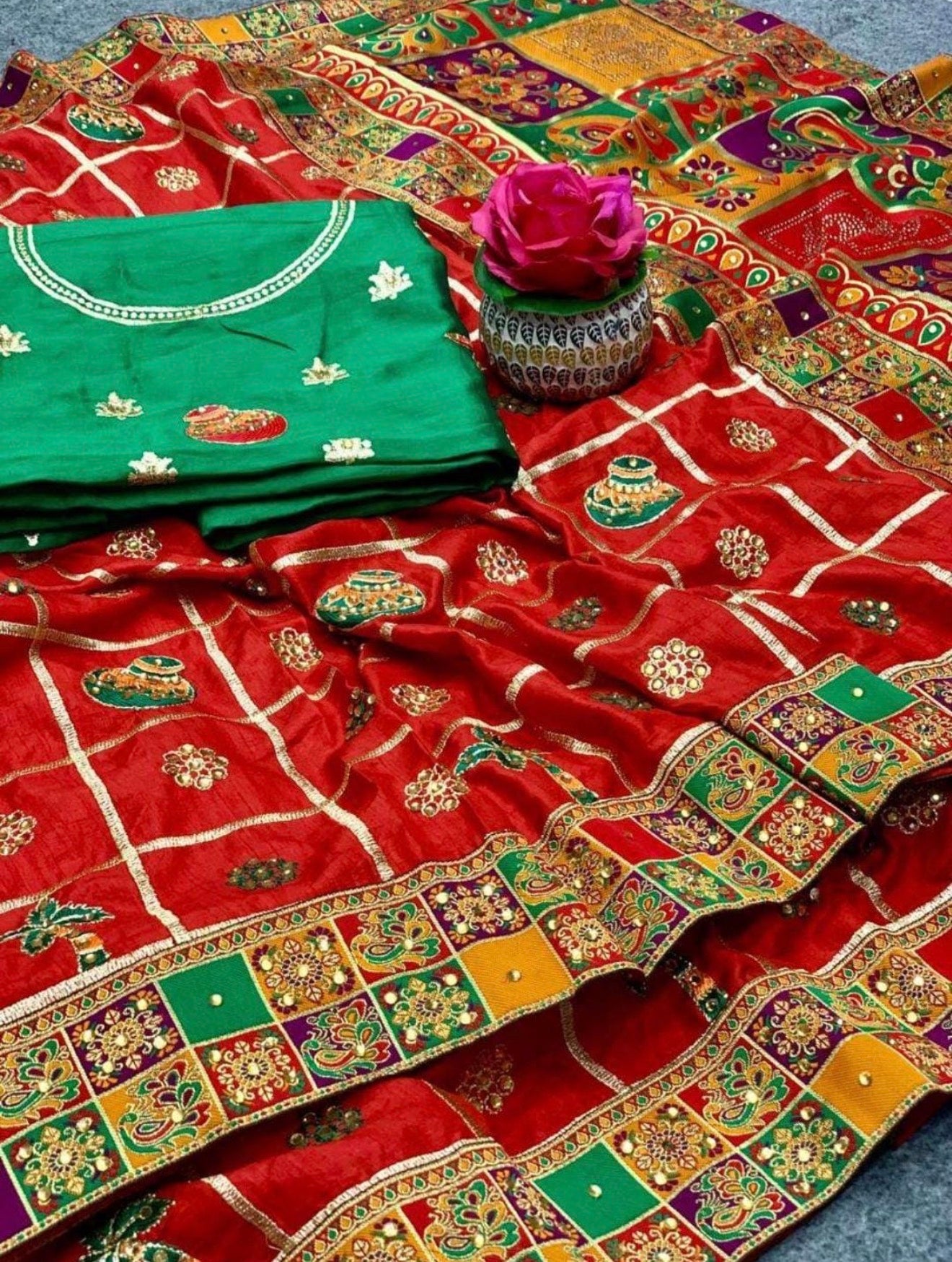 Beautiful designer SILK EMBROIDERY WORK SAREE PANETAR PATOLA