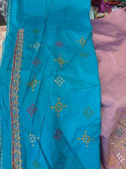 Beautiful designer Radha Krishna silk saree