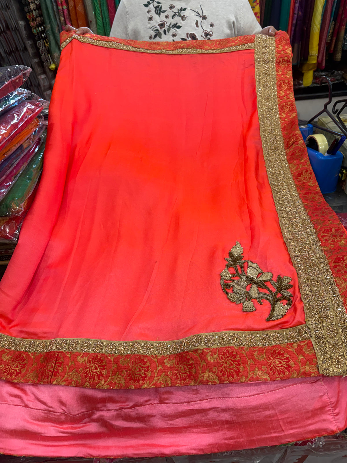 Beautiful designer satin silk saree