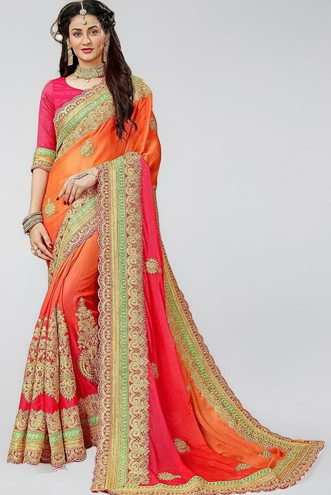 Beautiful designer heavily embroidery saree