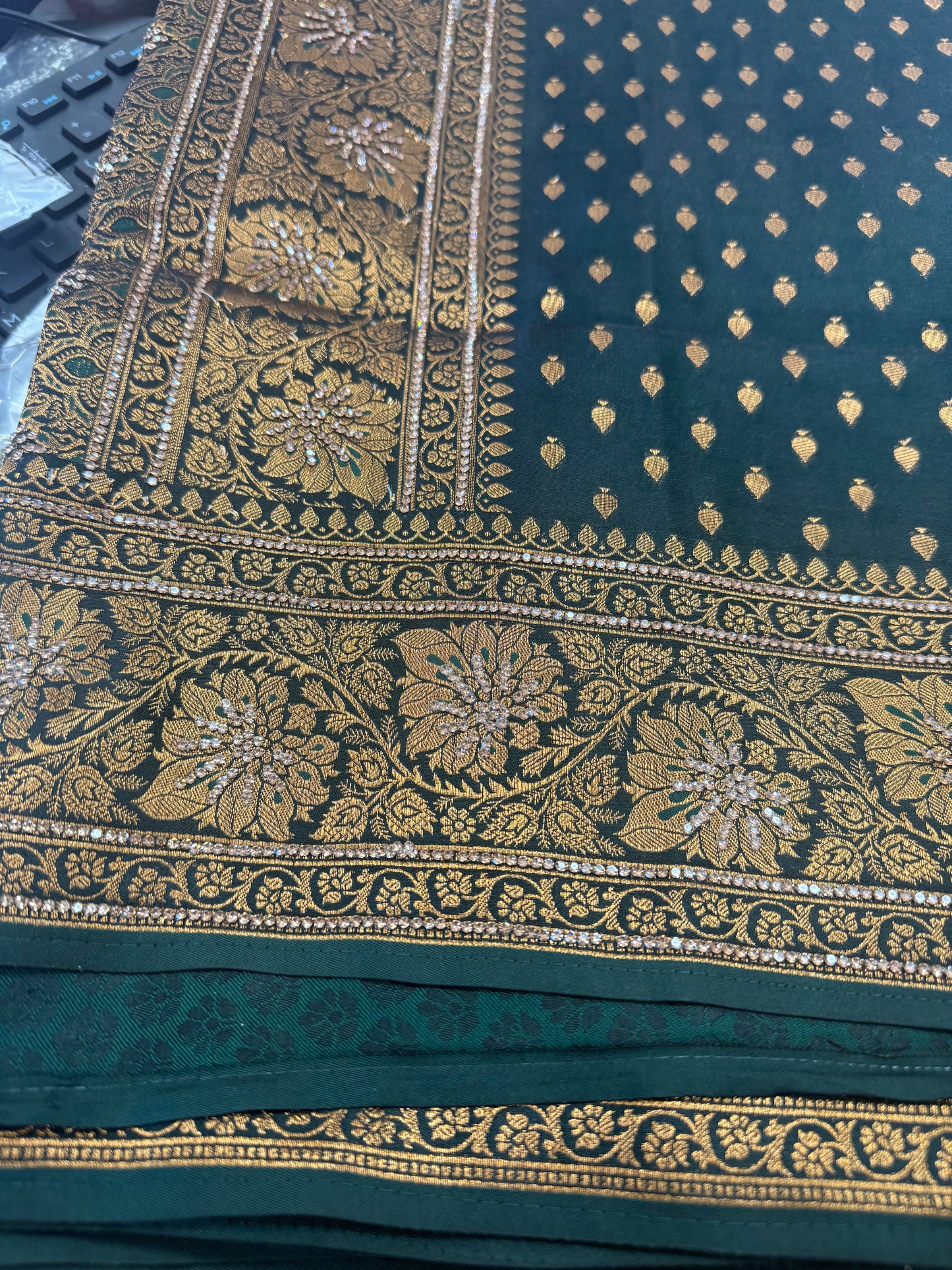 Beautiful designer pure silk stone work saree