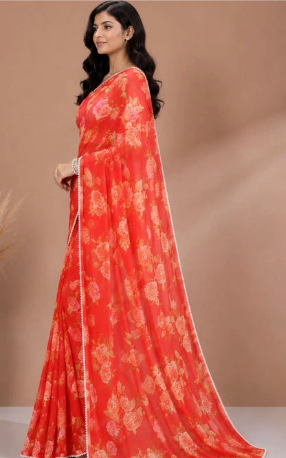 Beautiful designer weightless floral printed saree