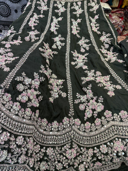 Beautiful designer semi stitched fully embroidery lengha