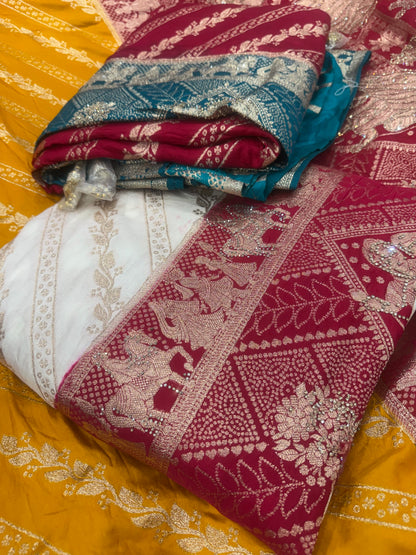 Beautiful designer silk saree with matching silk dupatta